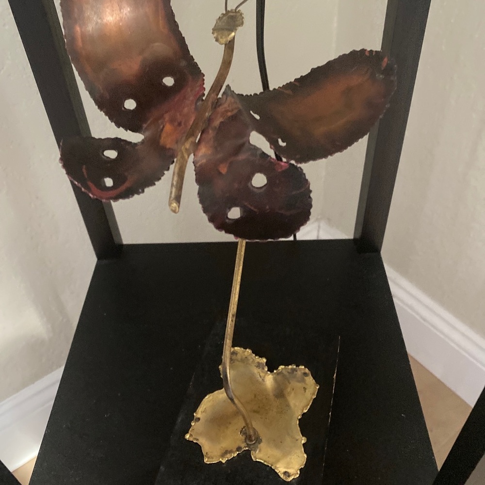 Art Deco Butterfly Sculpture Curtis Jere Style Mid Century Copper Brass Leaf art